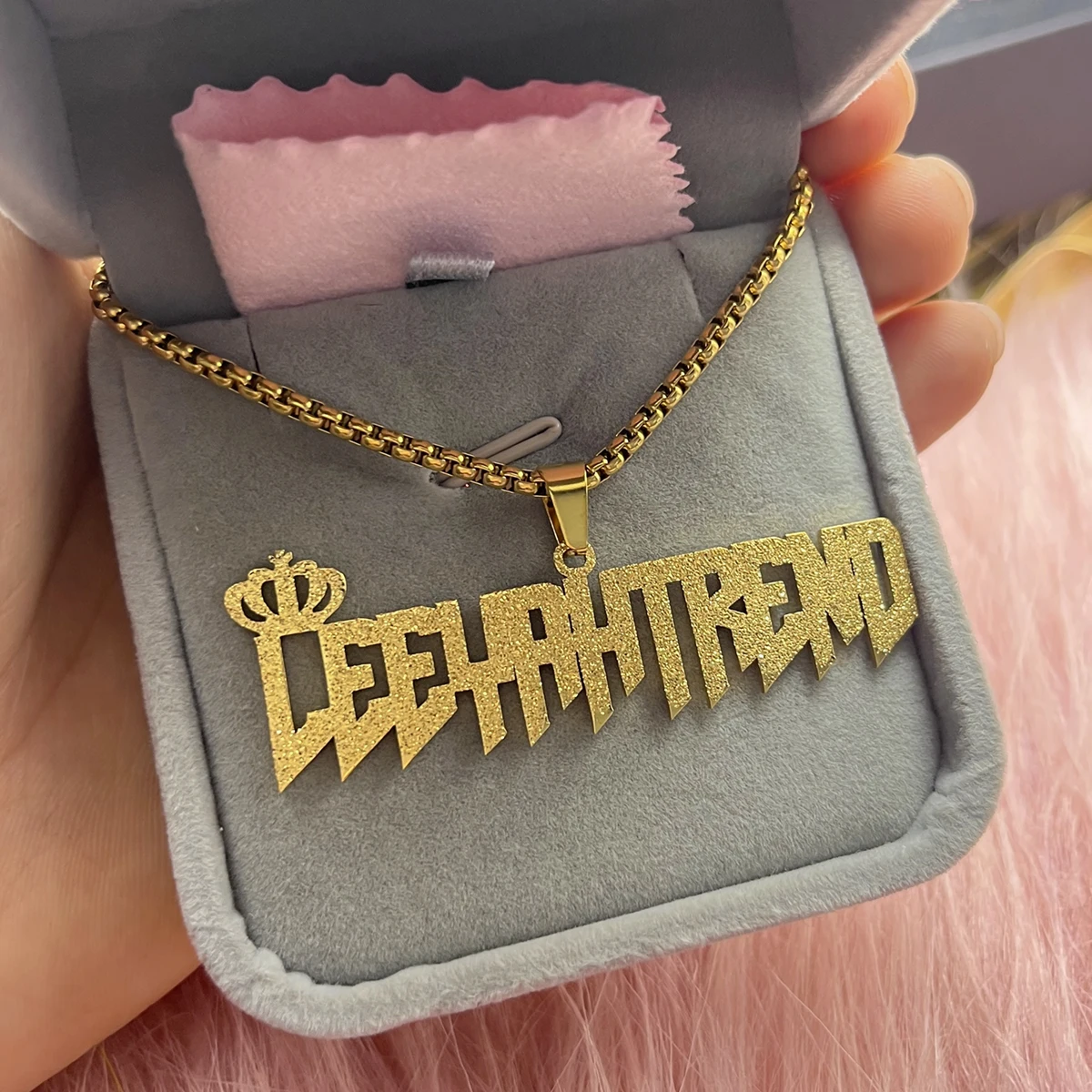 Personalized Frosted Engraved Necklace Detachable Pendant - Image 5