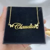 Personalized Necklaces With Crystal Stones & Butterfly.