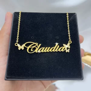 Personalized Necklaces With Crystal Stones & Butterfly.