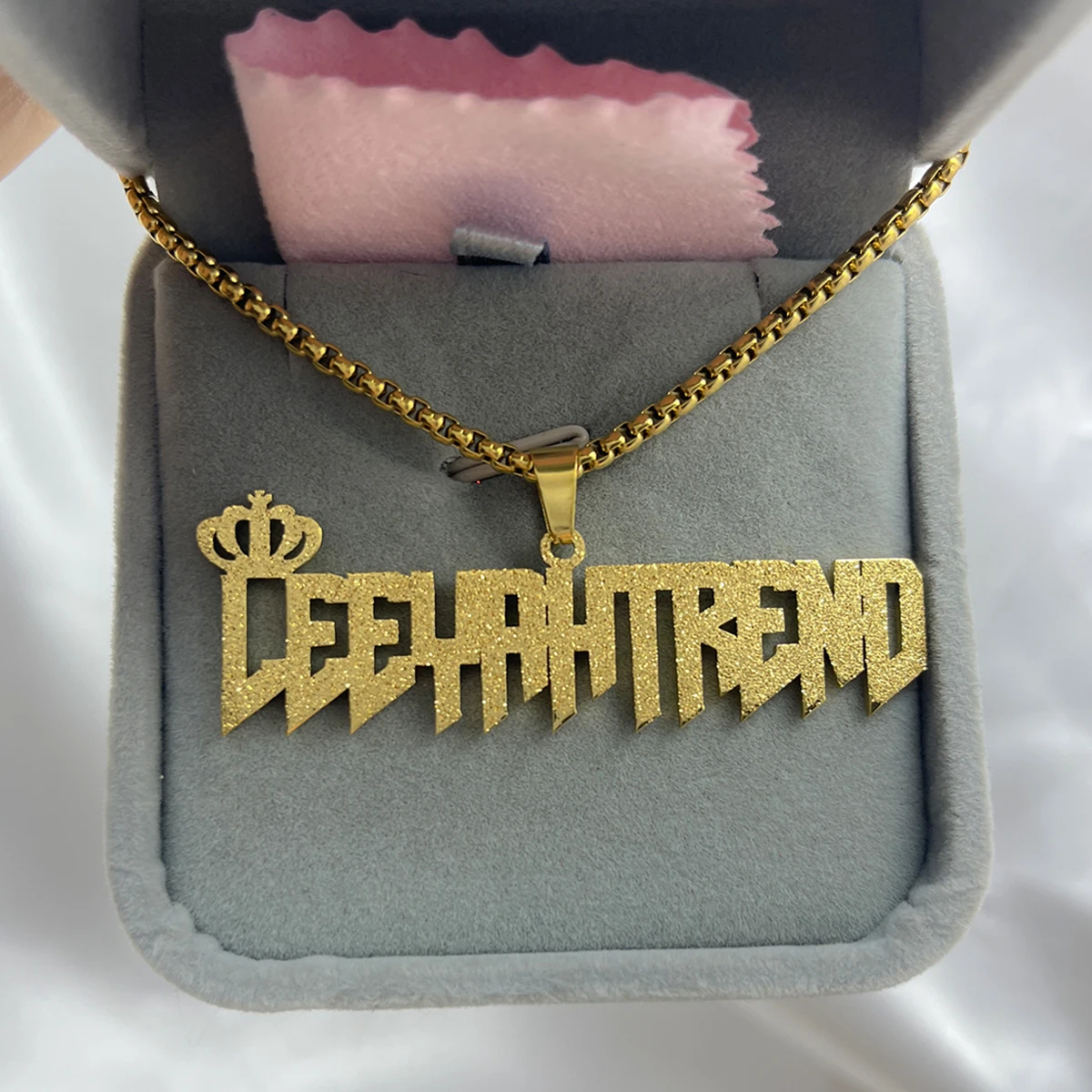 Personalized Frosted Engraved Necklace Detachable Pendant