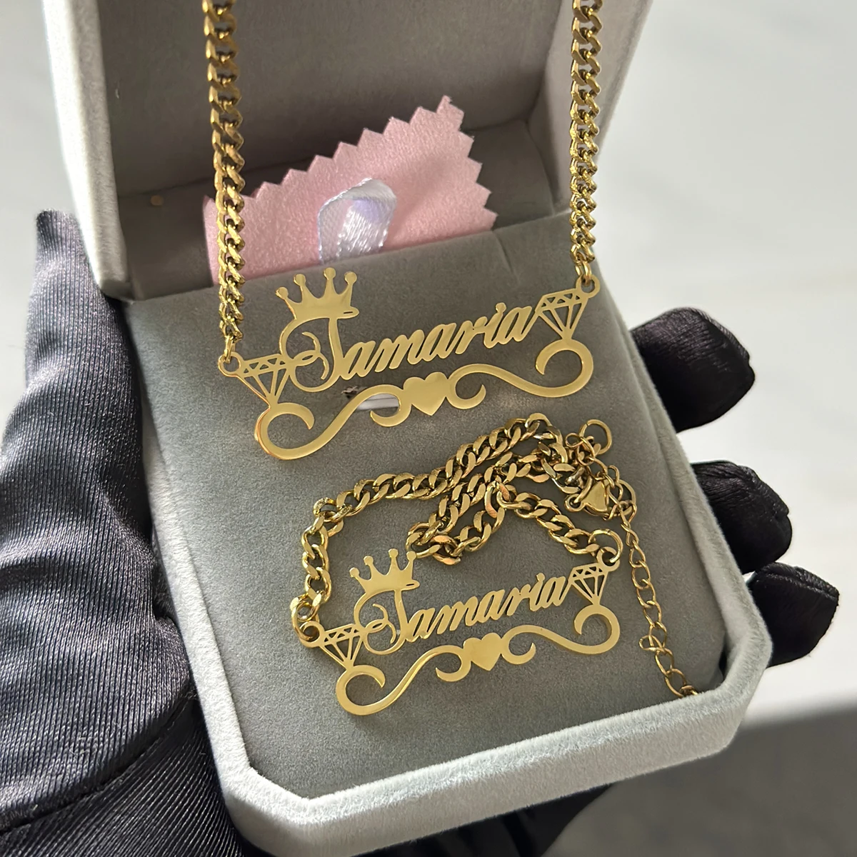 Personalized Set- Necklace & Bracelet for ADULT & KIDS - Image 4