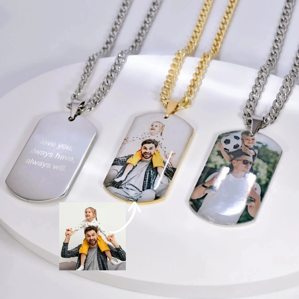 Personalized Stainless Steel Pendant with Photo Necklace