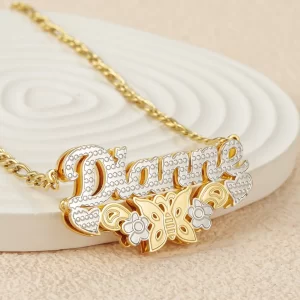 Personalized Butterfly 3D Name Pendant Necklace