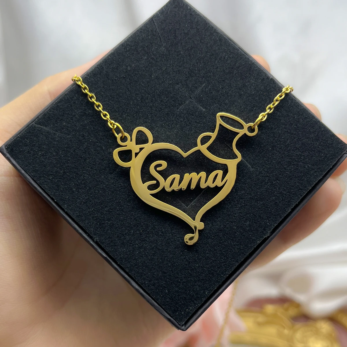 Personalized Engraved Heart Necklace - Image 3