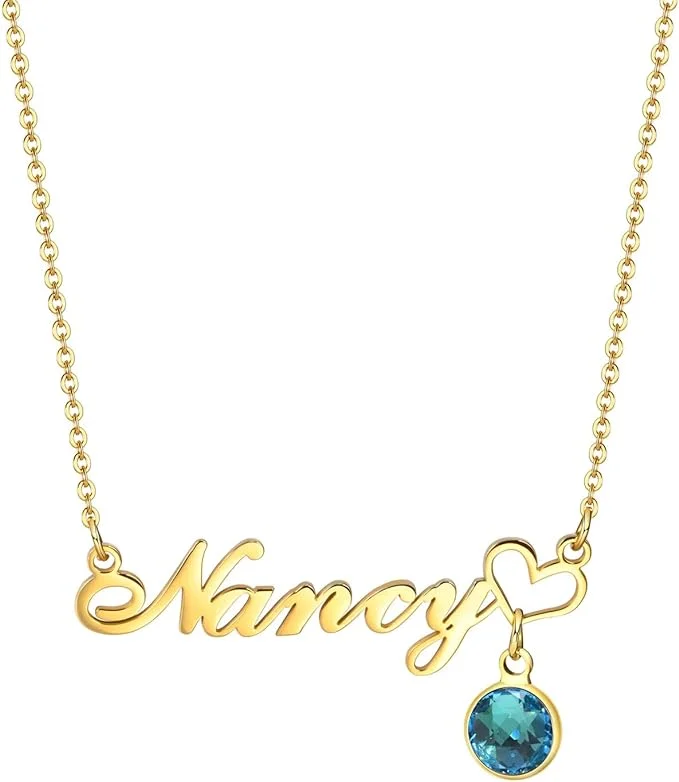 Personalized Engraved Heart Birthstone Necklace For Kids & Women - Image 4