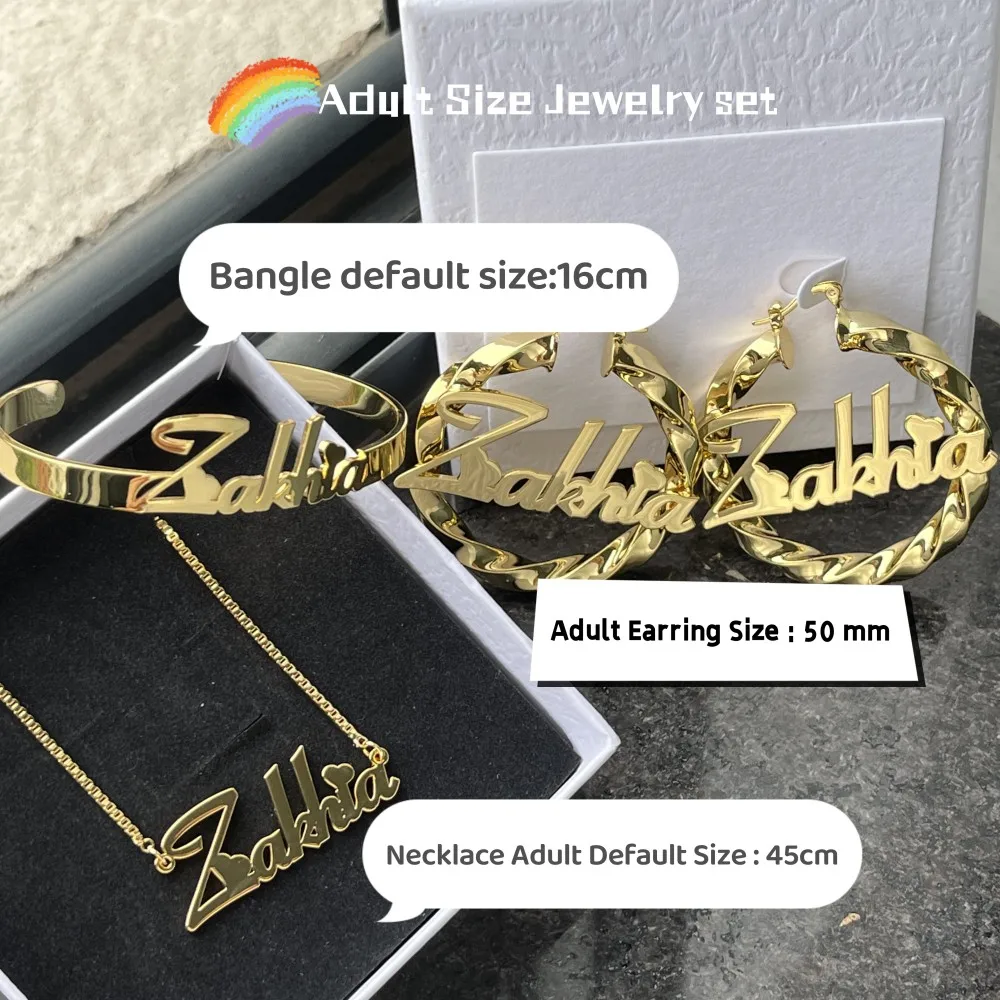 DUOYING Custom Nameplate Jewelry Set For Adult Personalized Dainty Name Necklace Stainless Steel 50mm Earrings ID Cuff Bangles - Image 5