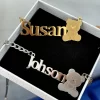 DUOYING Custom Nameplate Necklace Personalized Bear Pendant Letter Cuban Chain Big Necklace Stainless Steel Jewelry Gift
