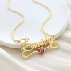 Personalized Birthstone Pendant Heart Necklace  Gift For Women & Kids